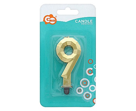 GOD LUMANARI TORT Number 9, Diamond, metallic gold, 7.6cm PF-SDZ9 [1]