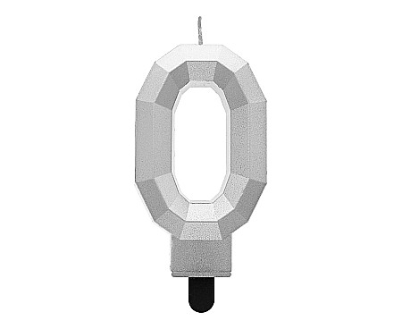 Decoratiuni/ Lumanari Tort/ Briose - GOD LUMANARI TORT Number 0, metallic silver, 7.6cm PF-SDS0