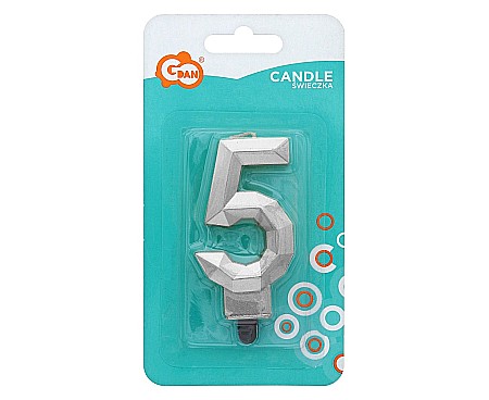 GOD LUMANARI TORT Number 5, metallic silver, 7.6cm PF-SDS5 [1]