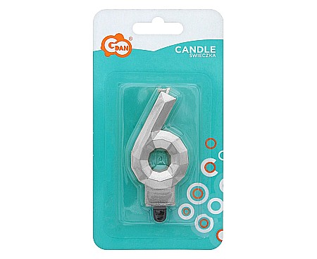 GOD LUMANARI TORT Number 6, metallic silver, 7.6cm PF-SDS6 [1]