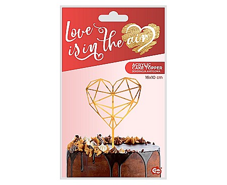GOD DECORATIUNI PENTRU TORT Acrylic cake topper, Diamond Heart, gold, 16*10cm PF-DADH [2]