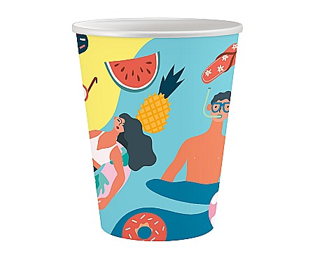 Farfurii/ Pahare/ Servetele/ Paie/ Tacamuri - GOD PAHARE CARTON Summer collection - Let's Party, beach, 250ml 6/set PG-KPB6