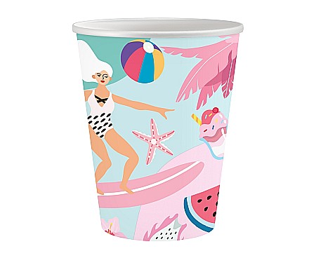 Farfurii/ Pahare/ Servetele/ Paie/ Tacamuri - GOD PAHARE CARTON Summer collection - Let's Party, surfing, 250ml 6/set PG-KPS6