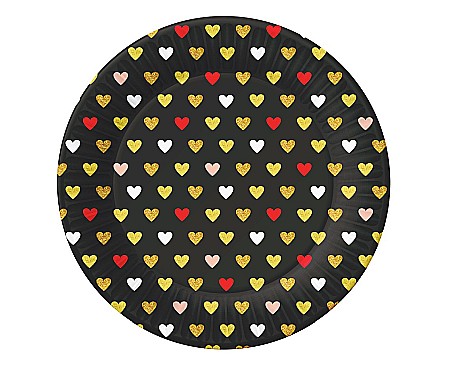 Farfurii/ Pahare/ Servetele/ Paie/ Tacamuri - GOD FARFURII CARTON Xoxo collection black, 18cm 6/set PG-TXK6