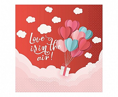 Farfurii/ Pahare/ Servetele/ Paie/ Tacamuri - GOD SERVETELE 33*33CM 20/SET LOVE IS IN THE AIR ROSU PG-SLC2