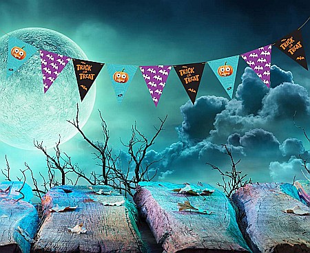 Halloween - GOD GHIRLANDA DIN HARTIE Boo paper flag garland, 250cm 9 flags RV-GPFB