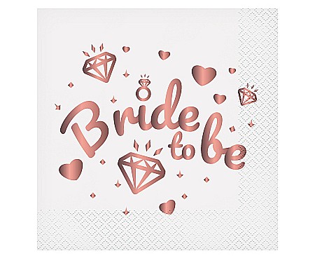 Nunti, botezuri - GOD SERVETELE 33*33CM 20/SET BRIDE TO BE ALBE PW-SBBB