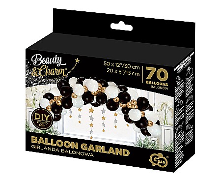 GOD GHIRLANDA DIN BALOANE B&C white, gold and black, 70 pcs GB-ZC70 [2]