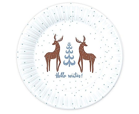 Servetele/ Farfurii/ Pahare/ Paie Craciun - GOD FARFURII CARTON Hello Winter, white, 18cm 6/set PG-THWB