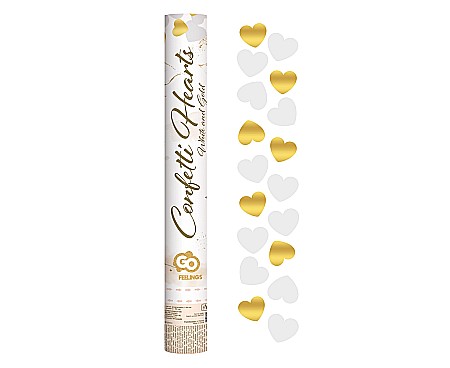 ARTICOLE PARTY - GOD CONFETTI Cannon Gold and White Hearts, 40cm KP-ZB40