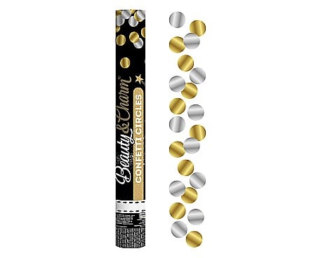 Confetti - GOD CONFETTI Confetti cannon Gold and Silver, metallic circles foil, 40cm KP-ZS40