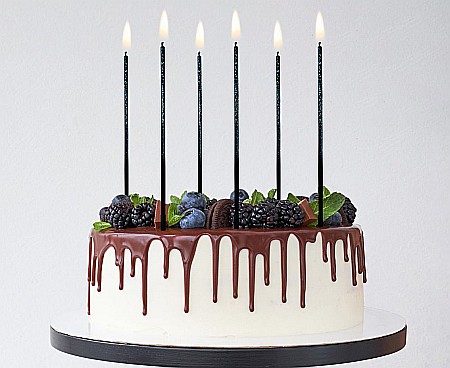 GOD LUMANARI TORT Ombre, blue glitter, 17cm 6/set 7C-SONB [1]