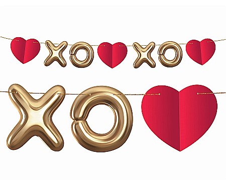 GOD GHIRLANDA DIN HARTIE XoXo, red-gold, 200cm RV-GPXO [1]