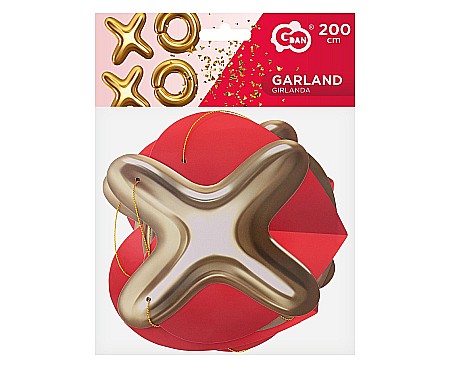 GOD GHIRLANDA DIN HARTIE XoXo, red-gold, 200cm RV-GPXO [3]