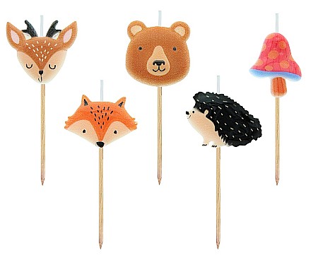 ARTICOLE PARTY - GOD LUMANARI TORT Pick candles, Forest animals, 8cm, 5/set SF-PZWL