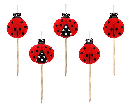 Decoratiuni/ Lumanari Tort/ Briose - GOD LUMANARI Pick candles, Ladybugs, 7.5cm 5/set SF-PBIE
