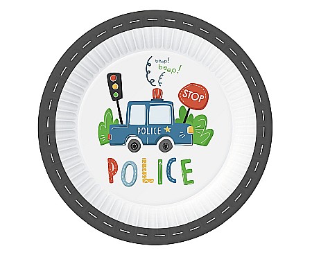 Farfurii/ Pahare/ Servetele/ Paie/ Tacamuri - GOD FARFURII CARTON Police, 23cm 6/set PW-TPO9