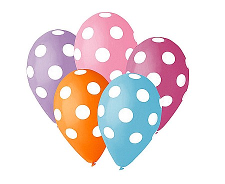 ARTICOLE PARTY - GOD BALOANE LATEX Balloons Polka dots, 30cm 5/set GZ-GRO5
