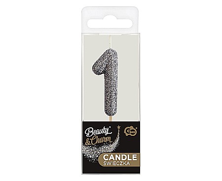 GOD LUMANARI TORT B&C Number 1, glitter black, 11.5cm BH-SPC1 [2]