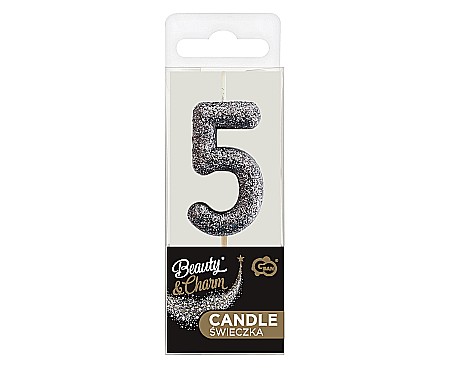 GOD LUMANARI TORT B&C Number 5, glitter black, 11.5cm BH-SPC5 [2]