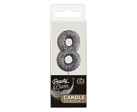 GOD LUMANARI TORT B&C Number 8, glitter black, 11.5cm BH-SPC8 [2]