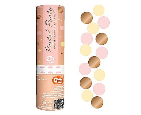 HOBBY - GOD CONFETTI Confetti Cannon B&C Circles, rose-gold, ecru, 15cm JC-KPKR15