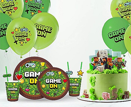 GOD BALOANE LATEX Balloons Game On, 30cm, green 5/set GZ-GAMO [1]