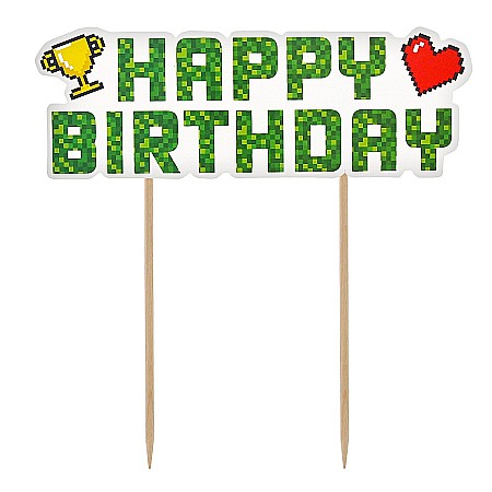 GOD DECORATIUNI DIN LEMN PENTRU TORT Game On - Happy Birthday, 14.5cm PF-DTGH [0]