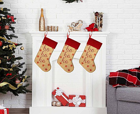 GOD DECORATIUNE CRACIUN SOSETA Christmas sock jute HO HO HO, 46cm NW-SSHO [1]