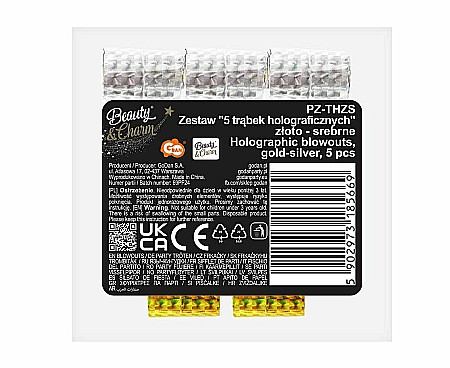 GOD FLUIERE DIN HARTIE PARTY Holographic blowouts, 25cm, gold-silver 5/set PZ-THZS [2]
