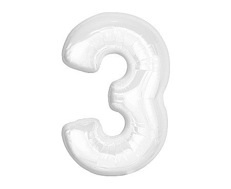 ARTICOLE PARTY - GOD BALON FOLIE ALUMINIU B&C Number 3, white, 92cm CH-B9B3