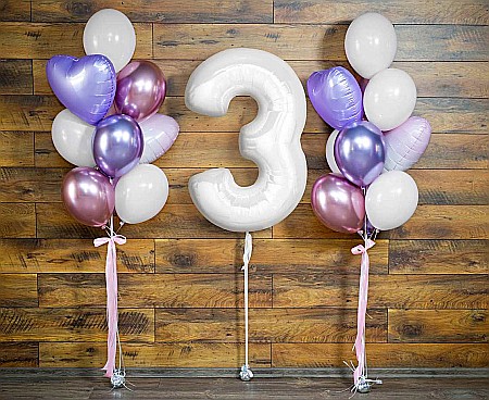 GOD BALON FOLIE ALUMINIU B&C Number 3, white, 92cm CH-B9B3 [1]