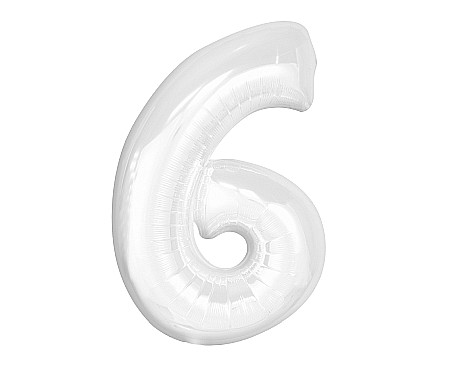 ARTICOLE PARTY - GOD BALON FOLIE ALUMINIU B&C Number 6, white, 92cm CH-B9B6