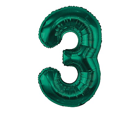 Baloane de Craciun si An Nou - GOD BALON FOLIE ALUMINIU Number 3, bottle green, 85cm CH-B8B3