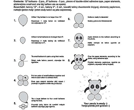 GOD SET BALON SMART Cute Animals - Panda, 13-30cm, 7pcs GZ-UZPA [1]