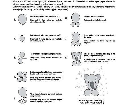 GOD SET BALON SMART Cute Animals - Elephant, 13-30cm, 7pcs GZ-UZSL [1]