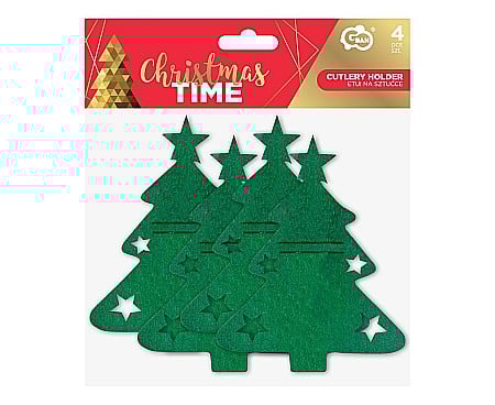 GOD SUPORT DIN POLIESTER PENTRU TACAMURI 16.5*20.5CM BRAD DE CRACIUN 4/SET NW-ETCH [2]