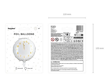 PD BALON FOLIE ALUMINIU ALB CU CEAS 45CM  ORA 12  FB159-008 [3]