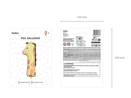 PD BALON FOLIE ALUMINIU Number 1 - Giraffe, 42x90cm, mix FB163-1 [3]