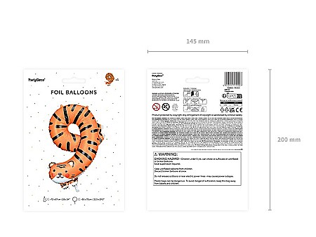 PD BALON FOLIE ALUMINIU Number 9 - Tiger, 64x87cm, mix FB163-9 [3]