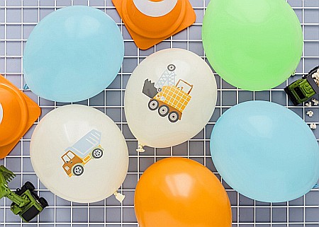 ARTICOLE PARTY - PD BALOANE Balloons 30cm, Construction vehicles, pastel light cream 6/set SB14P-334-000-6