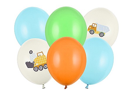 PD BALOANE Balloons 30cm, Construction vehicles, pastel light cream 6/set SB14P-334-000-6 [1]