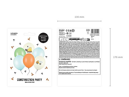PD BALOANE Balloons 30cm, Construction vehicles, pastel light cream 6/set SB14P-334-000-6 [4]
