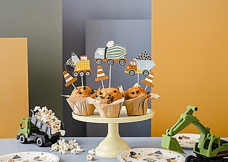 ARTICOLE PARTY - PD DECORATIUNI PENTRU TORT Construction vehicles, 4-7cm, mix 6/set KPM32