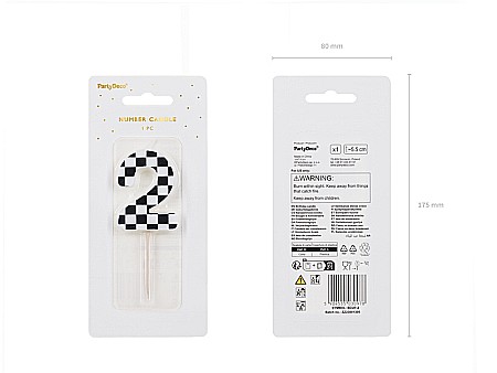 PD LUMANARI TORT Number 2, checkered flag pattern, mix 5.5cm SCU7-2 [2]