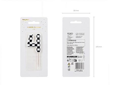 PD LUMANARI TORT Number 4, checkered flag pattern, mix 5.5cm SCU7-4 [2]