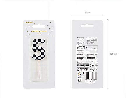 PD LUMANARI TORT Number 5, checkered flag pattern, mix 5.5cm SCU7-5 [2]