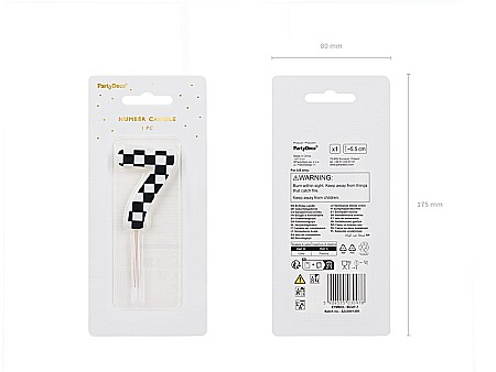 PD LUMANARI TORT Number 7, checkered flag pattern, mix 5.5cm SCU7-7 [2]