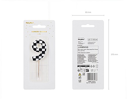 PD LUMANARI TORT Number 9, checkered flag pattern, mix 5.5cm SCU7-9 [2]