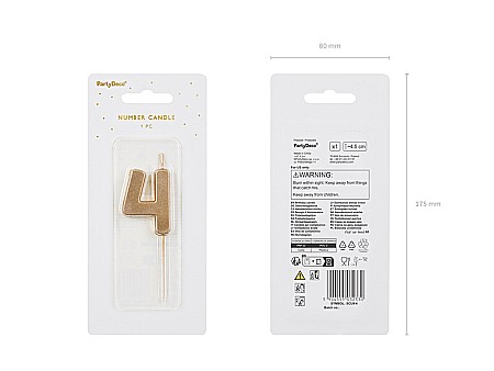 PD LUMANARI TORT Number 4, gold, 4.5cm SCU9-4 [1]